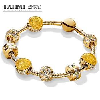 

2020 100% 925 Sterling Silver Brand New Bracelet Set Glitter Charm Sunlight Sunshine Bracelet Bracelet Set For DIY Gifts