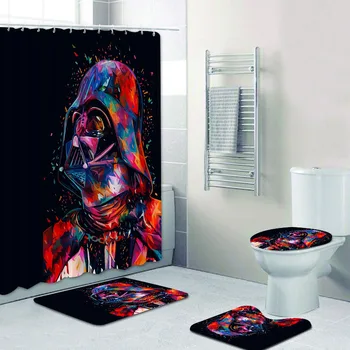 

Custom Star Wars Shower Curtain Set Darth Vader Star Wars Polyester Bathroom Curtain Bath Mat Rug Carpet for Toilet Home Decor