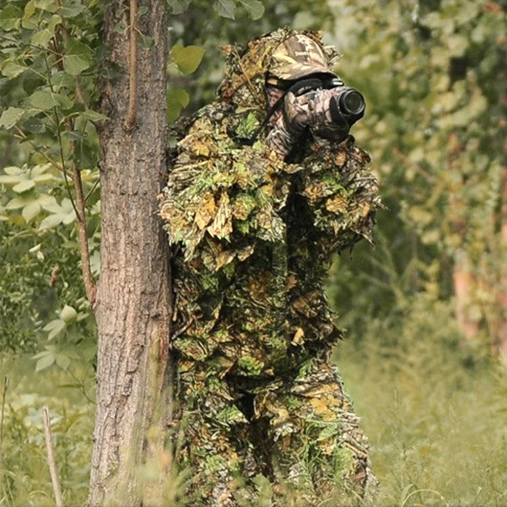 3D Camouflage Hunting Clothing CS Leafy Game Season Shooter Ghillie Suit Woodland Camo Hunting Deer Stalking Leaf