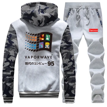 

Japanese Anime Coat Hip Hop Tracksuit Aesthetic Vaporwave Vintage Hoodies Thick Sweatshirt Men Hip Hop Jacket+Pants 2 Piece Sets