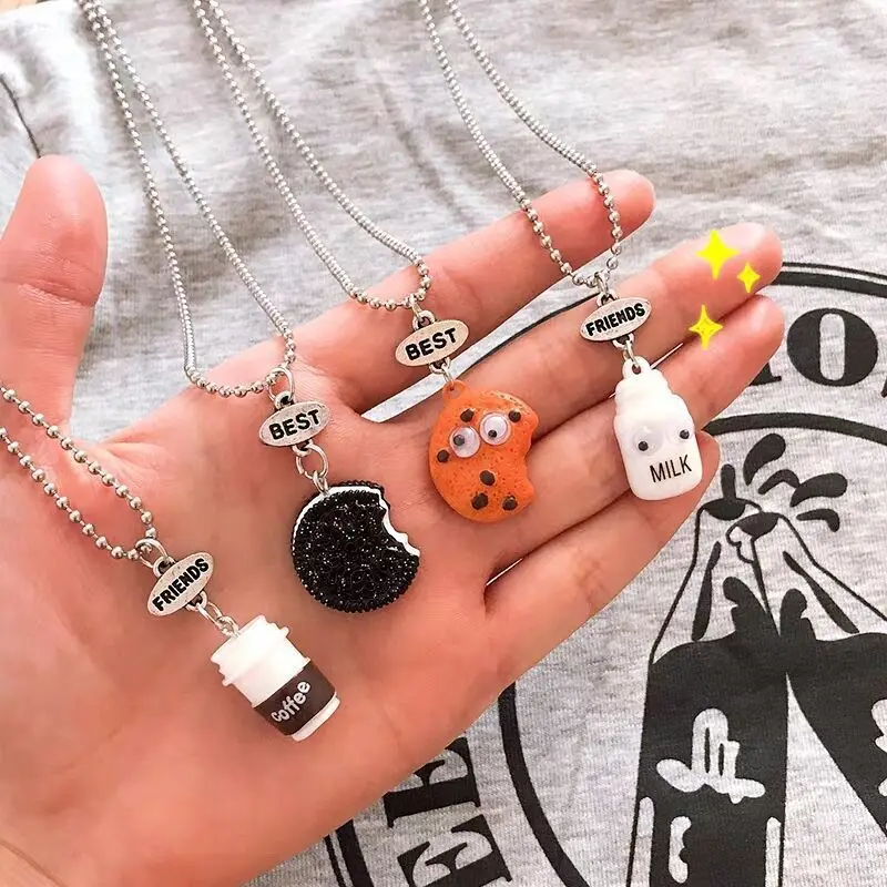 2021 New Product Cute Coffee Oreo Burger Hot Dog French Fries Cookie Milk Necklace Valentine's Day present Ladies accessories ку |