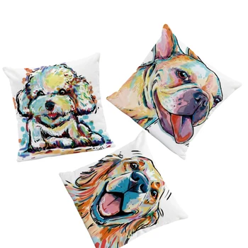 

Cute Dog Pillowcase Pomeranian Chihuahua Golden Retriever French Bulldog Dachshund Sofa Decoration Cushion Cover Velvet Pillow