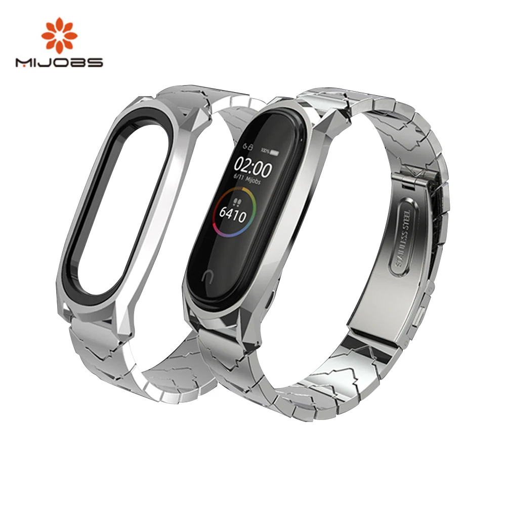 

Mijobs Luxury Metal Mi Band 4 Strap For Mi Band 4 3 V-Type Stainless Steel Screwless Bracelet For Xiaomi Band 4 Miband 4 Replace