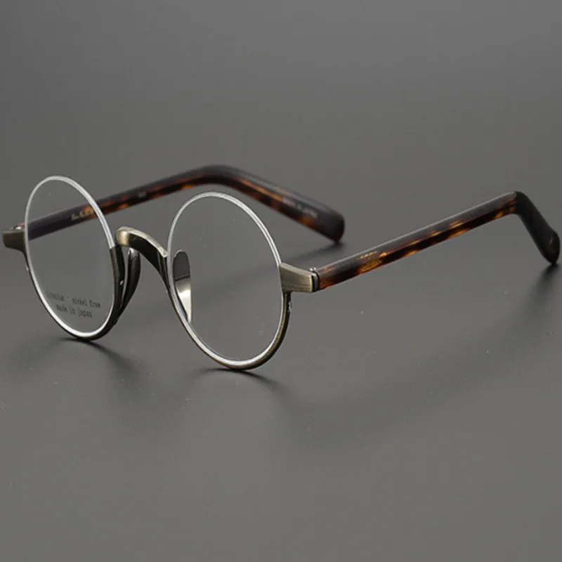 Small Size Reading Glasses Pure Titanium Retro Women Half Round Frame