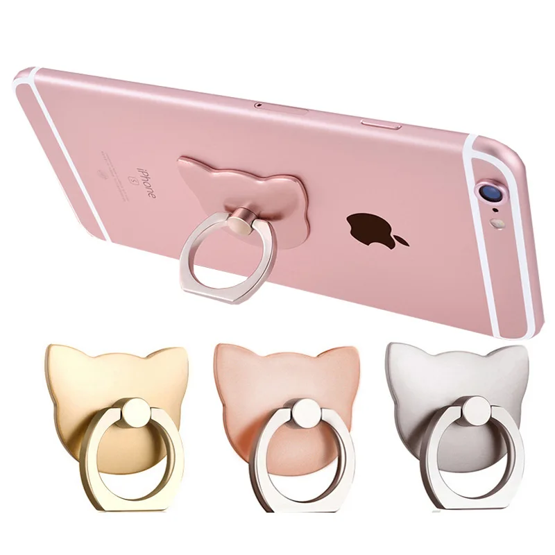 

Ring Support Rotatable Shatter-resistant Holder Cat-Shaped Square Mobile Phone Metal Fastened Ring Holder