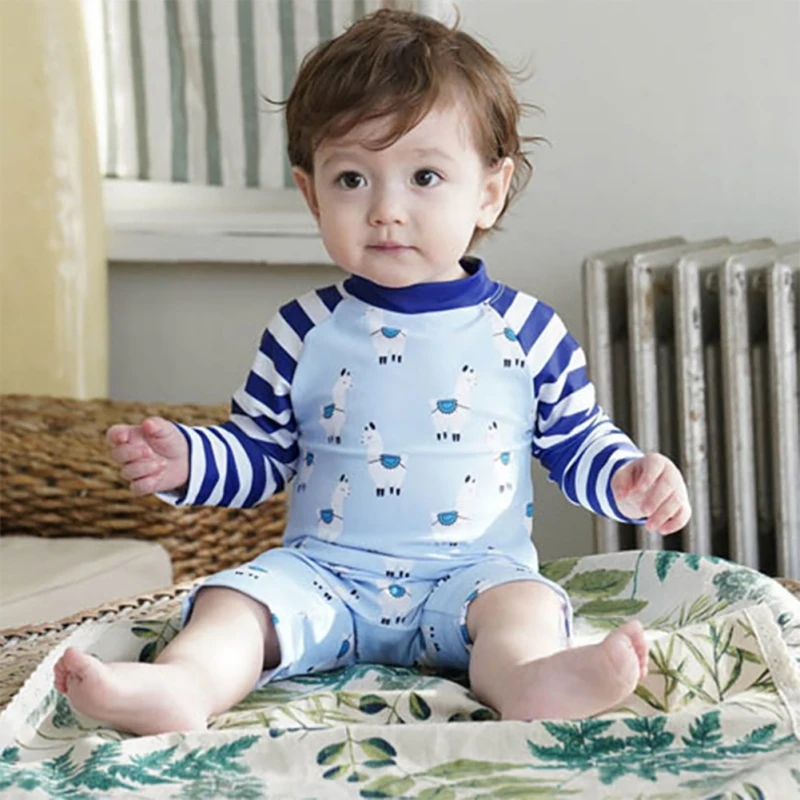 Infant Baby Little Boys Sunsuits Stripe Swimwear Swimsuits UPF50+ 