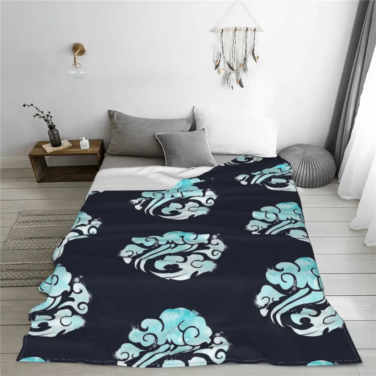 Gusu Lan Sect ��Ʈ ��� Untamed Flannel ������ ��� ħ�� ���� Printed Soft Warm Bedsprea