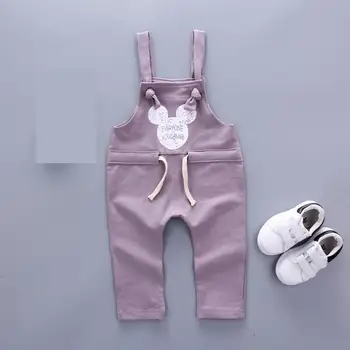 

2020 Baby Boys Girls Cartoon Pants Kids New Casual Denim Bib Pants Children Cartoon Trousers Toddler Legging Pants Kids Overalls