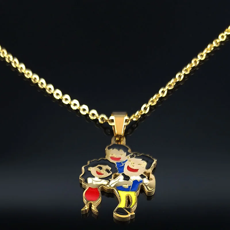 Модное семейное ожерелье для папы, мамы и сына из нержавеющей стали для женщин, золотое ожерелье, ювелирный воротник mujer N19380