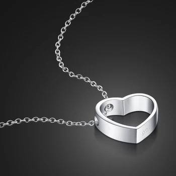 

Hot sales Fashion100% 925 Sterling Silver Necklace New Simple Heart Pendant choker Woman Brand charm Solid silver jewelry