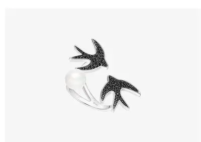 New Brand High Quality 925 Sterling Silver Two Cute Swallow Rings For Elegant Women Delicate Big Pearl Classic Jewelry | Украшения и