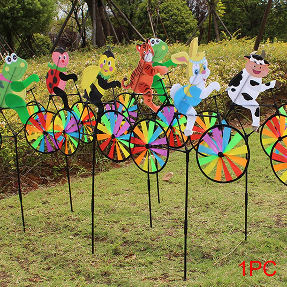Дети ветряная мельница животный узор подарок велосипед полосы Форма Радуга ветер Spinner сад классическая игрушка домашний орнамент Забавные милые Pinwheels