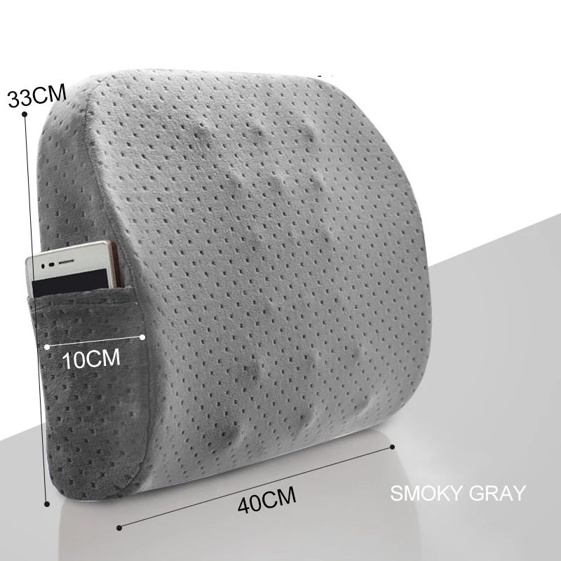 Smoky gray Поясничная поддерживающая Подушка для спины для стула домашняя Автомобильная Запоминающая пена поясничная Изогнутая конструкция для эргономики с подушкой для спины - Цвет: Smoky gray