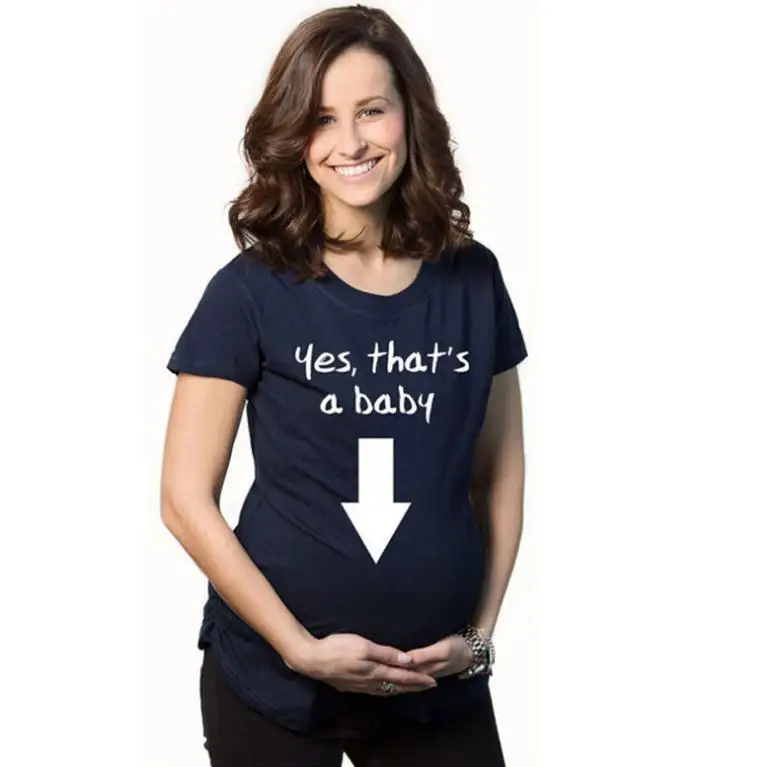 

Thats a Baby Europe And America Maternity Clothes Hot Selling Fun English Arrowhead Printed White Short Sleeved Crew Neck T