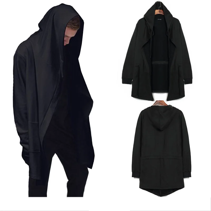 black hooded poncho mens