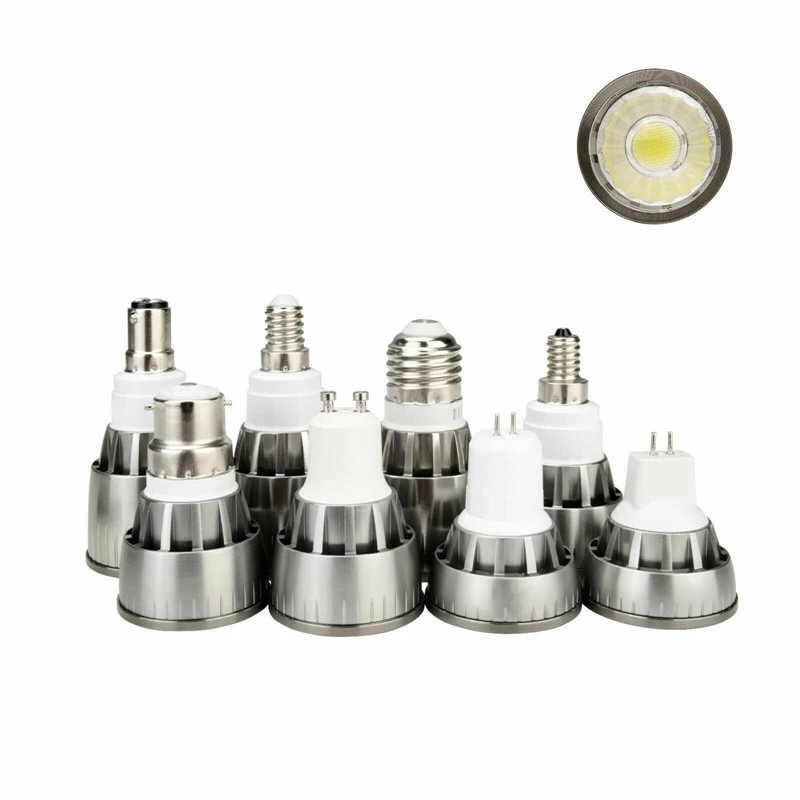 Dimmable COB Светодиодный прожектор лампа E12 E14 E27 GU10 MR16 GU5.3 B15 7 Вт 9 Вт 12 Вт лампа Теплый Холодный белый нейтральный белый 12 В 220 В 110 В лампы