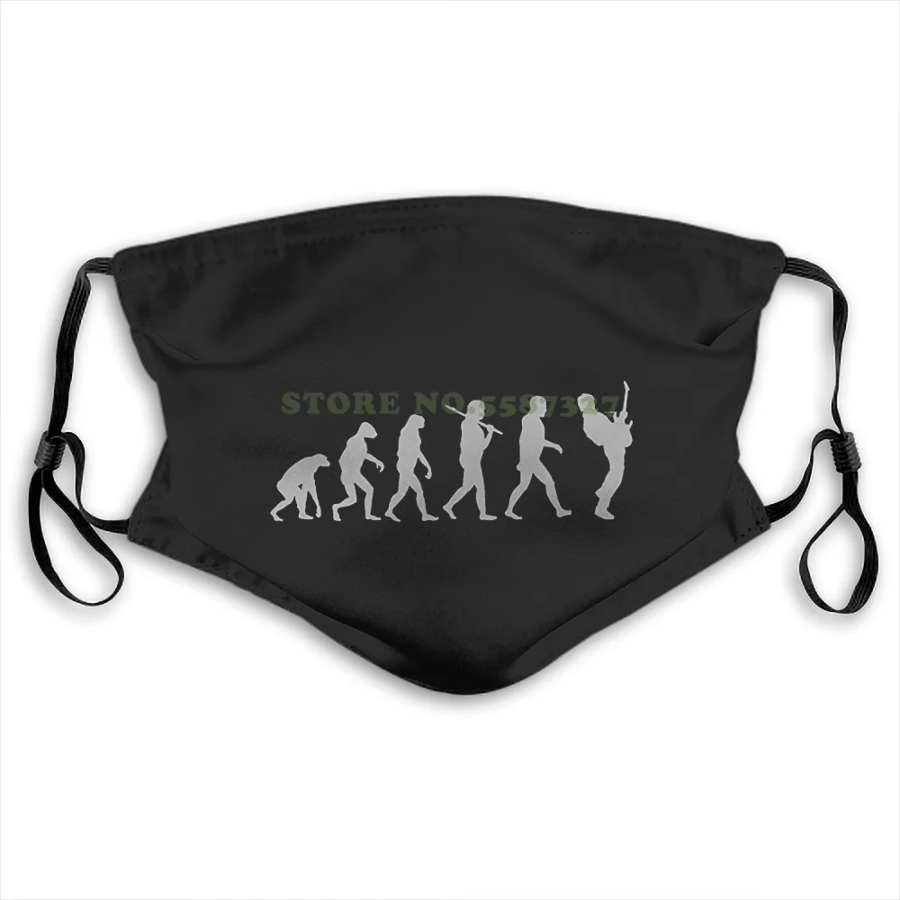 Face Mask Guitar Player Evolution Funny Guitarist Musician Anti Dust With Filter For Men Women Kids Girl Boy Teens Masks | Аксессуары