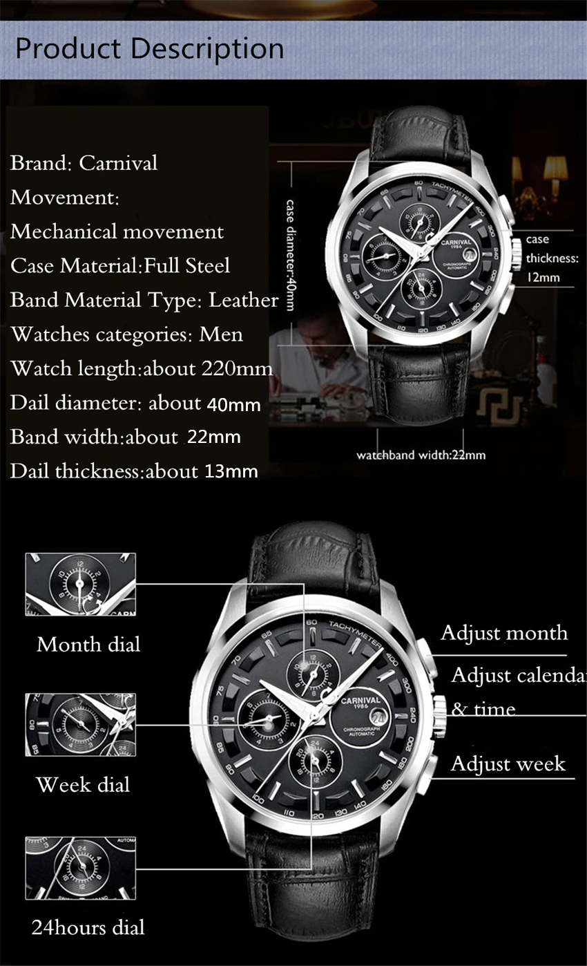 Карнавальный Топ бренд Роскошные Мужские автоматические механические часы мужские модные повседневные деловые часы мужские водонепроницаемые наручные часы