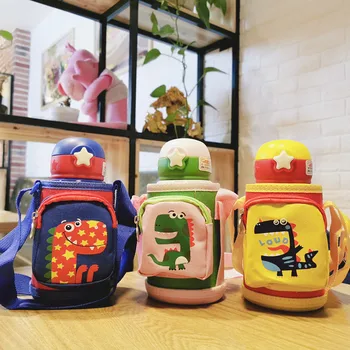 

500ml 316 Stainless steel Vacuum Flask Baby's Vacuum Water Bottle Portable Bag Insulated Thermos Straw Bottle With Double Cover