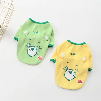 

Green Yellow Colors Printed Two Legs Pet Vests Newest Style Dog Shirt for Autumn and Winter Cotton Elastic Thick Dog Cat Clothes