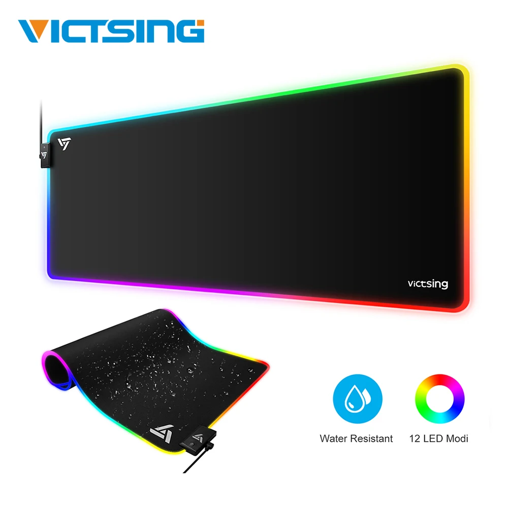 VicTsing PC247 RGB коврик для мыши большой игровой коврик для мыши XXL водонепроницаемый нескользящий резиновый Настольный коврик для ПК ноутбука коврик для мыши геймера