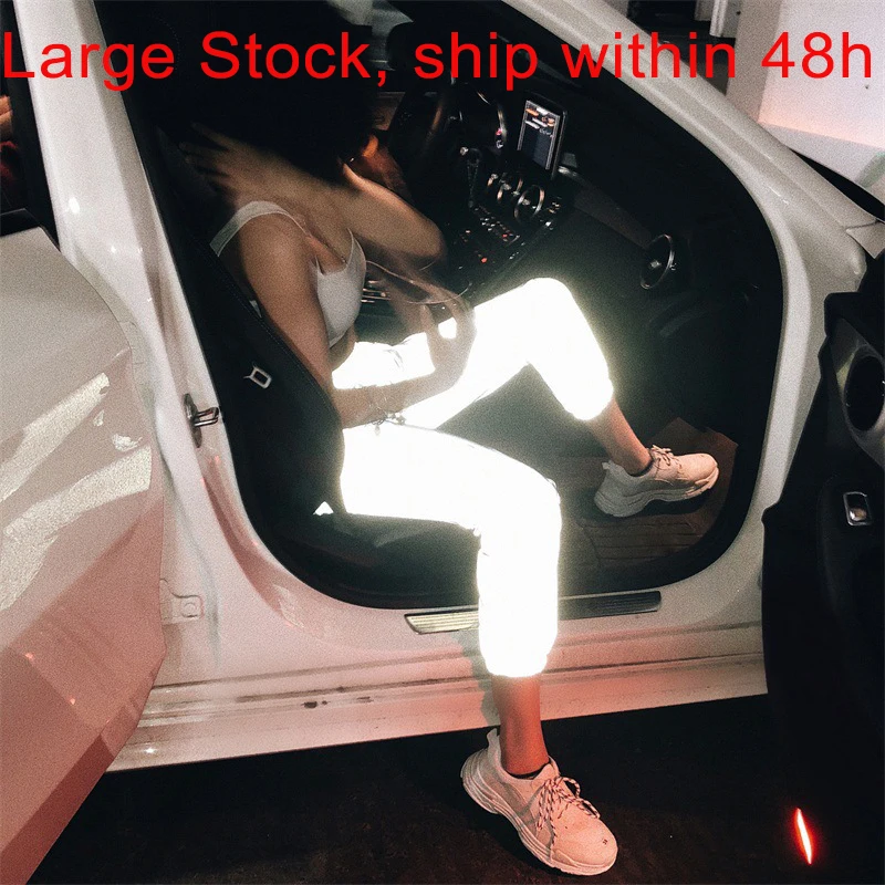 

Sweatpants Hip Hop Elastic Waist Pants Eflective Cool Women Harem Solid Glowing Pants Glowing Feet Pants GRNSHTS