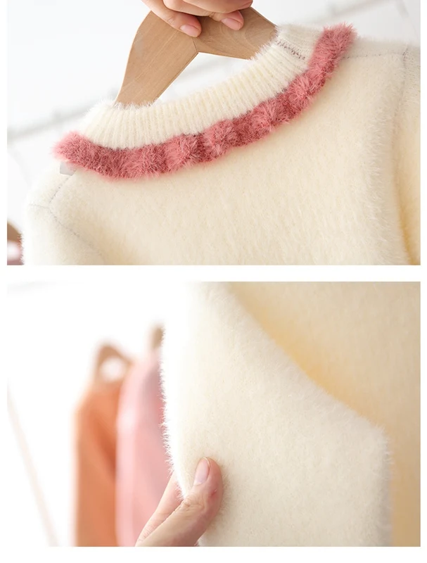Осенне-зимний свитер для девочек, для малышей и детей постарше детская одежда принцессы с оборками для девочек трикотаж, вязаный пуловер, топы, свитеры верхняя одежда S10118