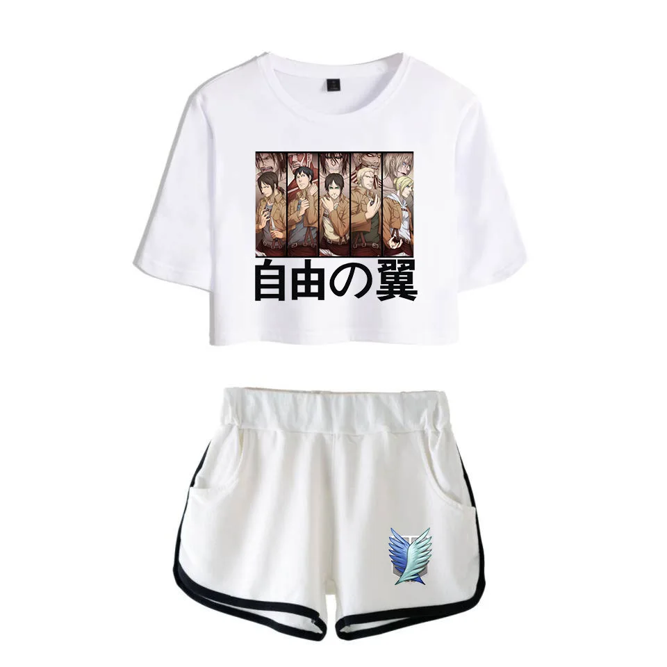 COSREA Attack On Titan Cosplay Costume Survey Corps Logo Short Sleeve Shirt Sport Suits Girls Tees Shorts T Running Sets Women -Zentai shop online H8f2462b5016c48ada2b0818975d5ca17o.jpg