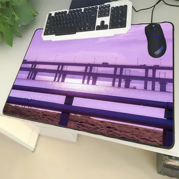 

XGZ Large Size Mouse Pad Black Lock Side Pink Sky Viaduct Landscape Pattern Laptop PC Table Mat Rubber Universal Non-slip