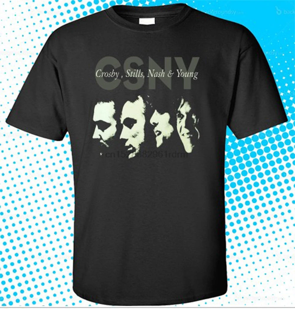 Мужская черная футболка Crosby Stills Nash Young-CSNY Band размеры от S до 3XL летняя стильная