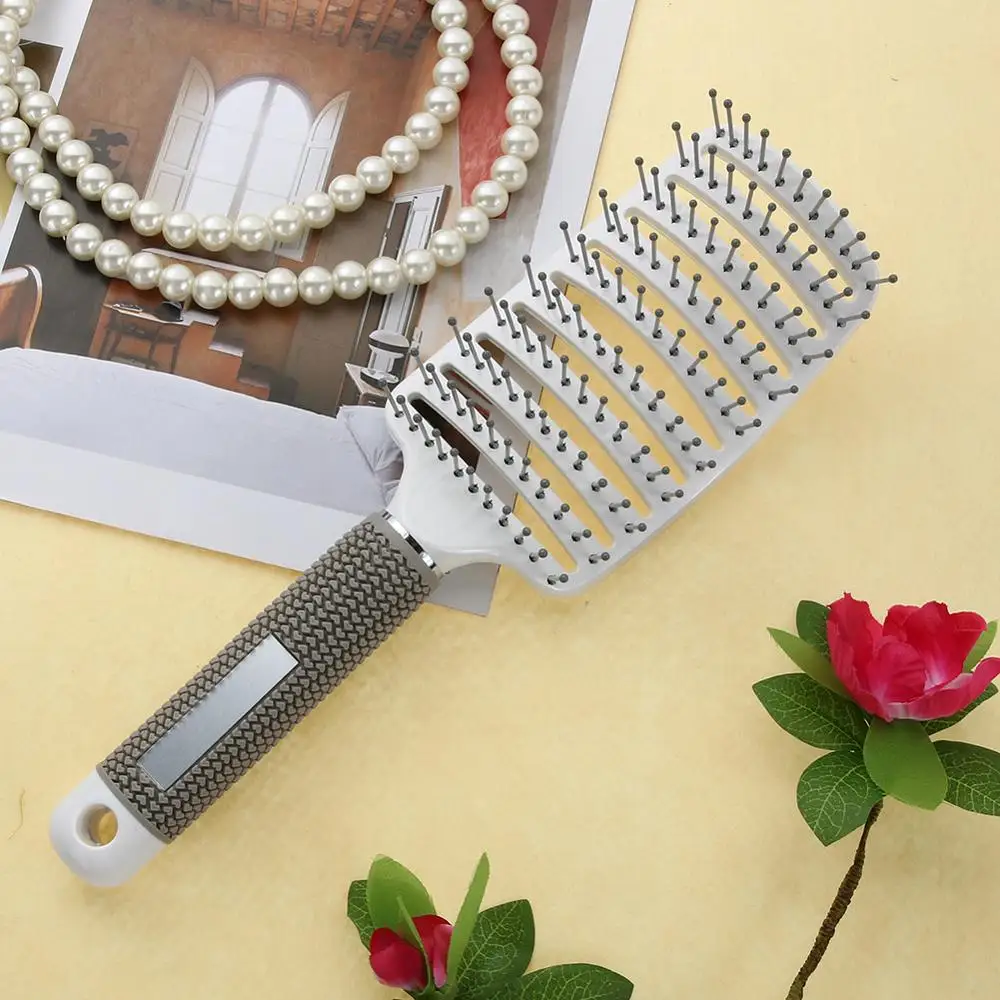 Hair Scalp Massage Comb Hairbrush Bristle Nylon Women Wet Curly Detangle Hair Brush for Salon Hairdressing Styling Tools - Цвет: White No Hair