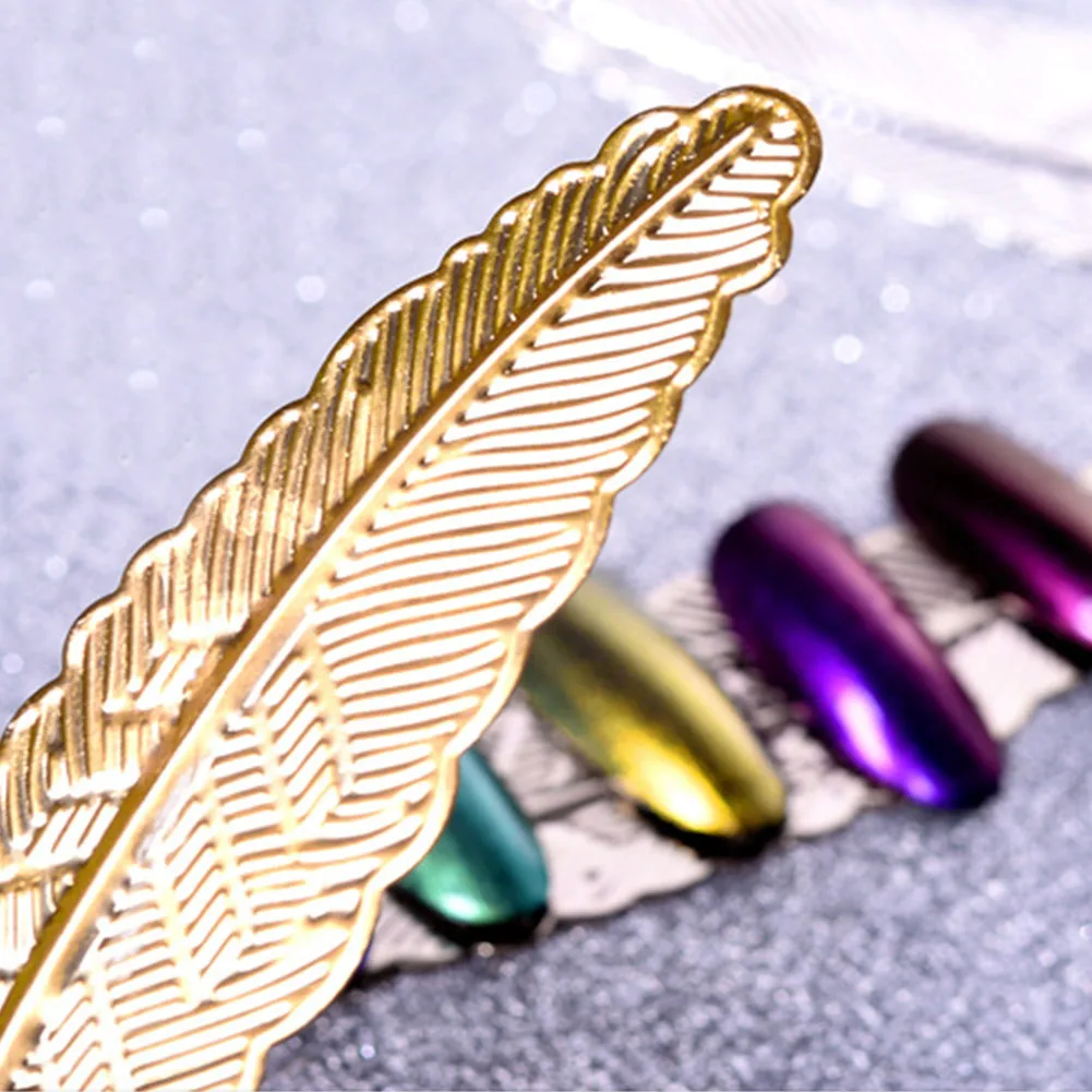 

Vintage Metal Leaf Feather Shape Nail Art Photo Prop Fake Tip Display Stand Rack Leaf Shape Mini Size Photo Prop