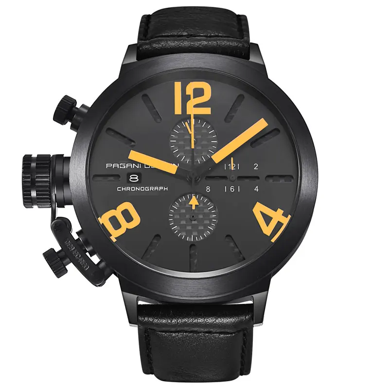 

PAGANI DESIGN Big Dial Stainless Steel Men Watch 53mm Chrono Watch Sports Quartz Clock Man Leather Military Wrist Watches.