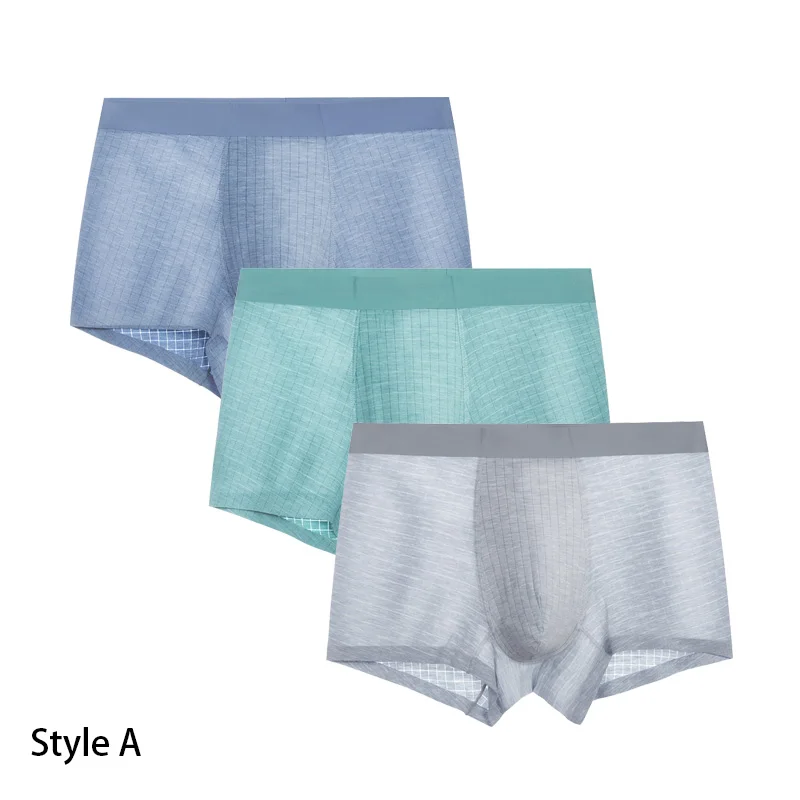Style A IYUNYI 3pcs/lot High Quality Underwear Men Boxer Shorts Modal Breathable Underpants U Convex Pouch Bikini Male Panties - Цвет: Style A