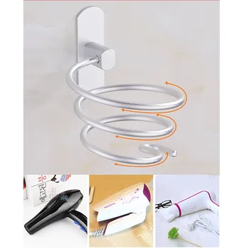 

Wall Mount Hair Dyer Rack Space Aluminum Shelf Storage Hairdryer Holder Bathroom Hair Dryer Holder Punch Free Bathroom Shelf