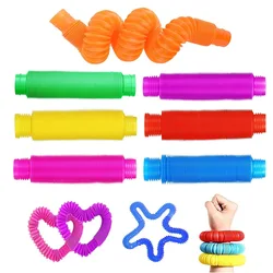 Paquet de grands Tubes Popper, jouet sensoriel, soulagement du Stress et de l'anxiété, jouets d'apprentissage, en plastique ondulé et extensible, pour enfants et adultes, 1 paquet 