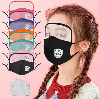 

Child Dustproof Outdoor Face Mask with Eyes Shield + 2 Filter Pad Mouth Covering Printed Reusable Mask Mouth muffle Kids Mask#20