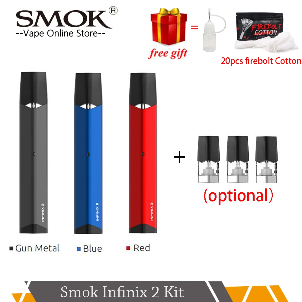 

SMOK infinix 2 Kit Built-in 450mAh Air-Driven System Electronic Vape Pen Cigarette Hookah Pen 2ml pod Starter Kit VS Infinix