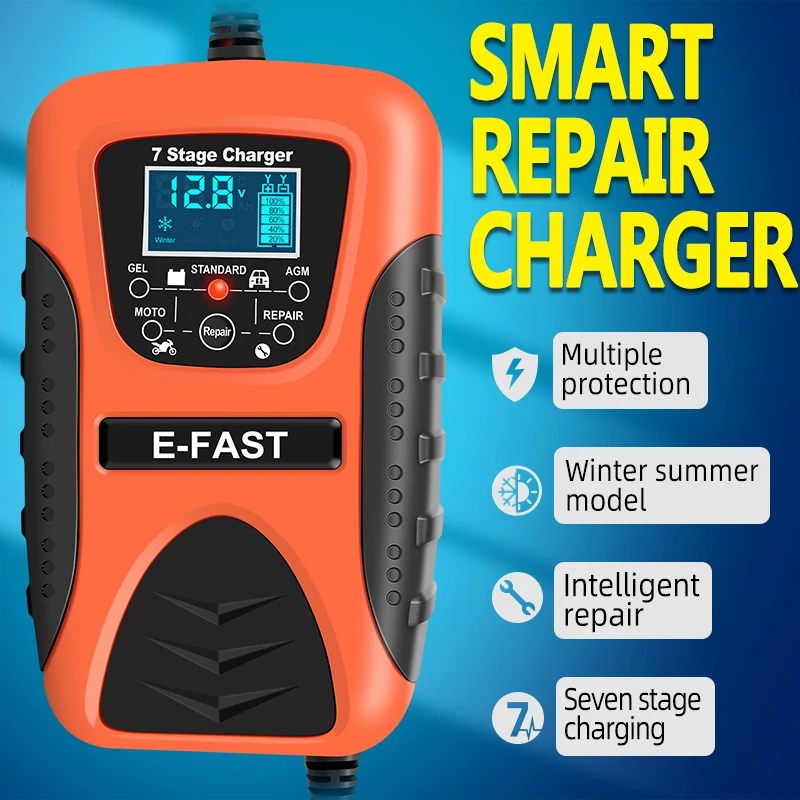 

12V Car motorcycle battery charger, lead ACID AGM GEL maintenance