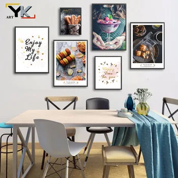 

Delicious Ice Cream Cakes Nordic Posters Print Colorful Meal Food Canvas Painting Cuadros Wall Art Picture for Dinner Room Decor