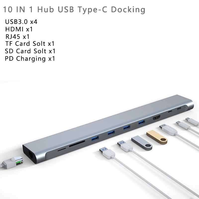 Док-станция USB 3,0 все в одном type C к Мульти USB 3,0 HDMI адаптер для MacBook Pro 13 Air USB-C 3,1 разветвитель порт type-C концентратор - Цвет: Белый