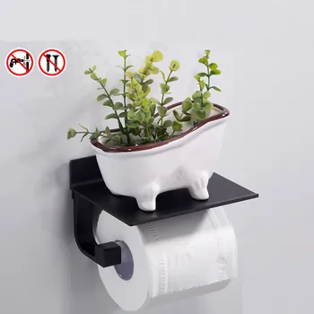 

Punch-free Wall Mounted Durable Rustproof Storage Rack Home Bathroom Tissue Holder Roll Paper Shelf