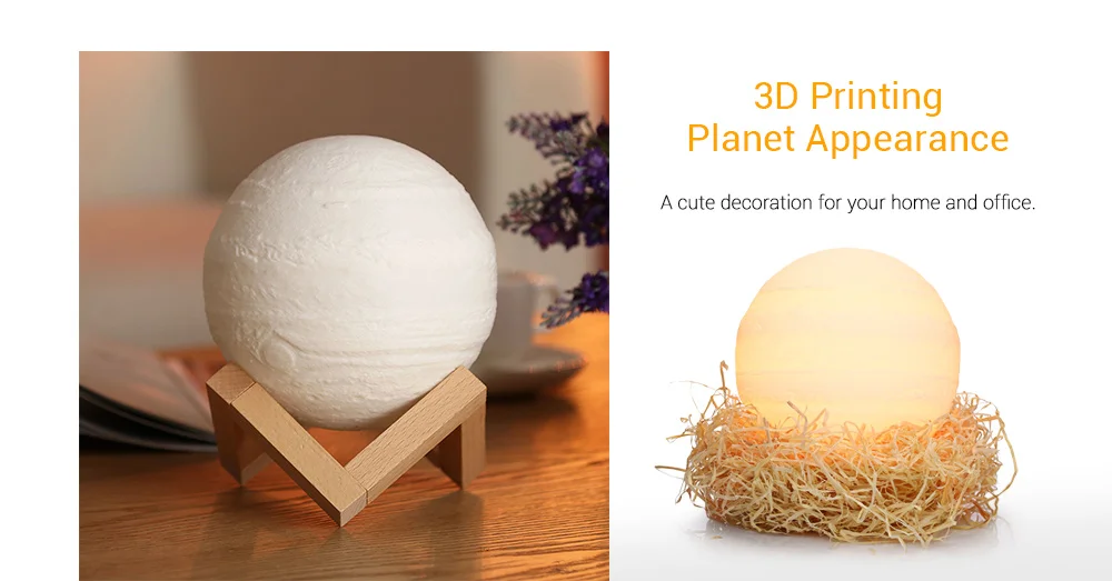 3D Printing Planet Light Night Lamp Remote Control for Bedroom Office
