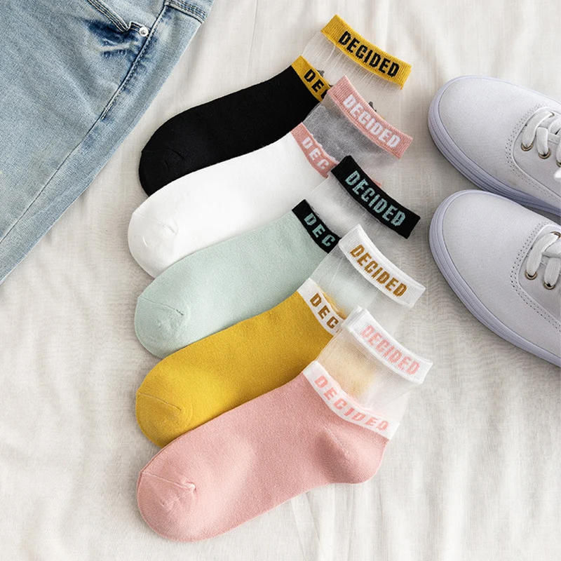 Корейский стиль 5 цветов яркий цвет 1 пара удобные мягкие женские хлопковые шелковые короткие носки свободный размер