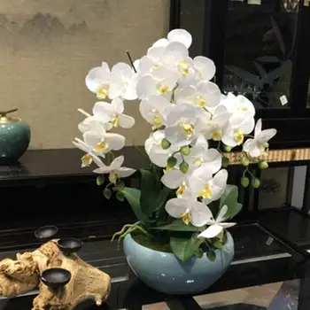 

WICCA 1PC Artificial Orchid Flowers with leaves fake Moth flor Butterfly Orchid for Home Wedding party DIY Decoration flores