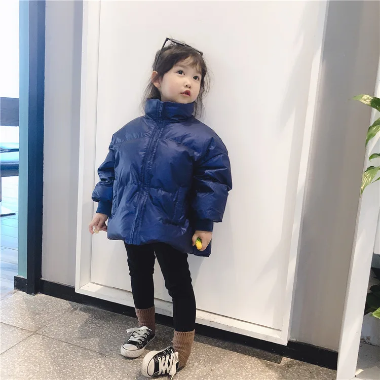 Новая зимняя куртка-пуховик с рукавами «летучая мышь» на пуху с толстым пуховым пухом короткая мешковатая одежда для детей
