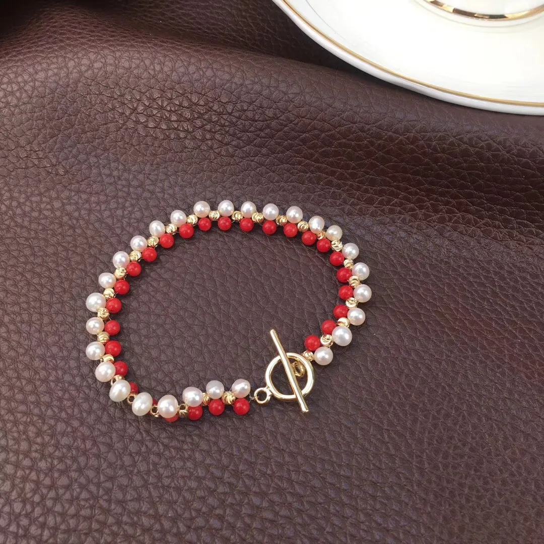 

Butterfly Home Hand-woven Fashion 14k Gold 3-4 round Glare Virgine Pearl Bracelets Syss93j93abe