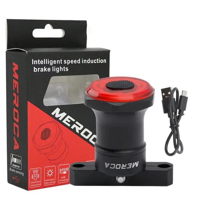 MEROCA Rear Light Bicycle Smart Sensor Brake Tail Light Rechargeable Lamp Taillight MTB Bicycle lantern Cycling Bike Accessories Smart Light 05