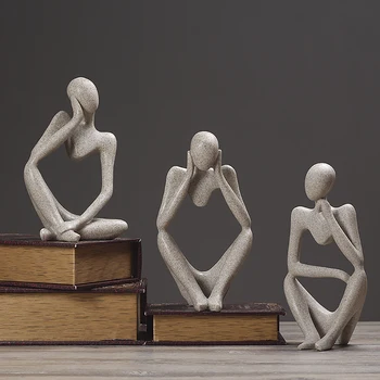 

1pc Creative Forgetive Resin Statues Abstract Thinker People Sculptures Miniature Figurines Craft Office Home Interesting Decor