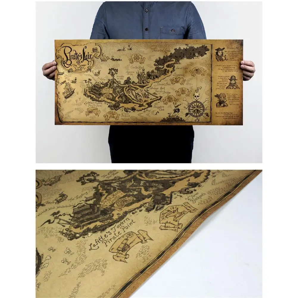 Винтажная карта пиратов AIHOME винтажный постер из крафт бумаги в стиле ретро